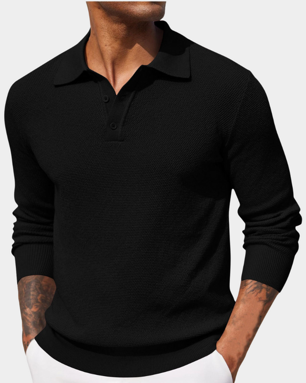 Męska koszulka polo z dzianiny o fakturowanym wzorze-T-Shirts & Polos for men-Olave