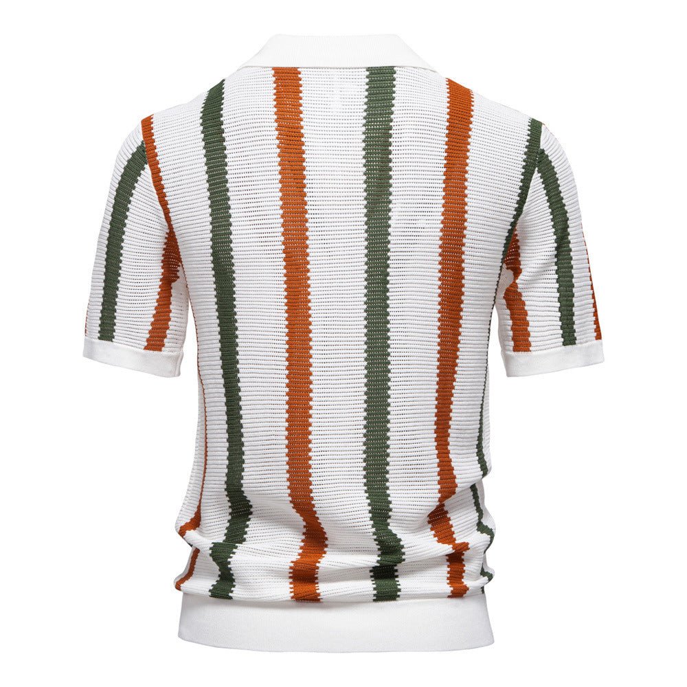 Męska koszulka polo z dzianiny w paski-T-Shirts & Polos for men-Olave