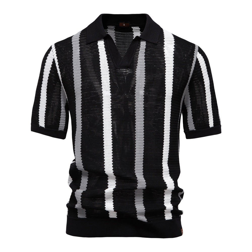 Męska koszulka polo z dzianiny w paski-T-Shirts & Polos for men-Olave