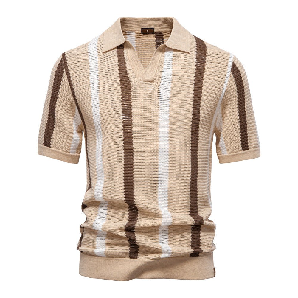 Męska koszulka polo z dzianiny w paski-T-Shirts & Polos for men-Olave