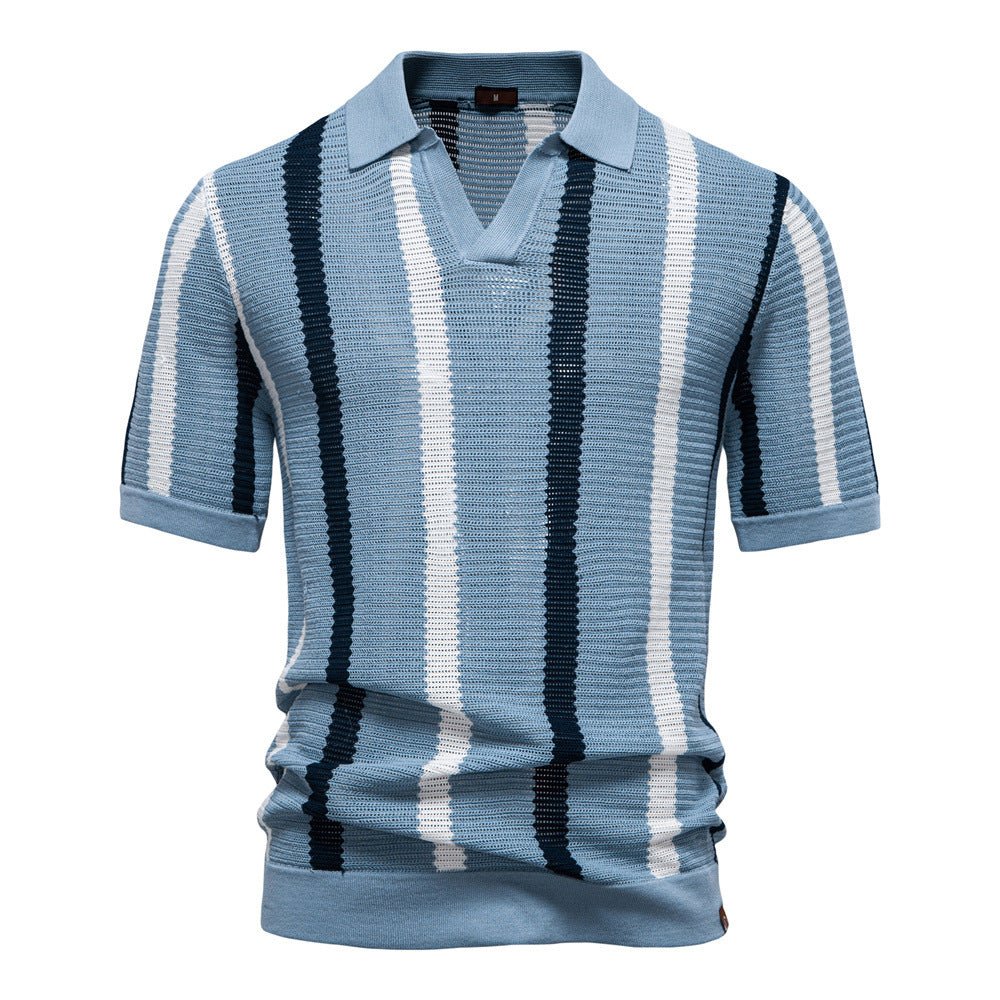 Męska koszulka polo z dzianiny w paski-T-Shirts & Polos for men-Olave