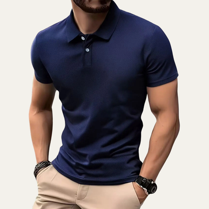 Męska koszulka polo z krótkim rękawem i zapięciem na guziki-Shirts for men-Olave