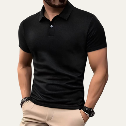Męska koszulka polo z krótkim rękawem i zapięciem na guziki-Shirts for men-Olave