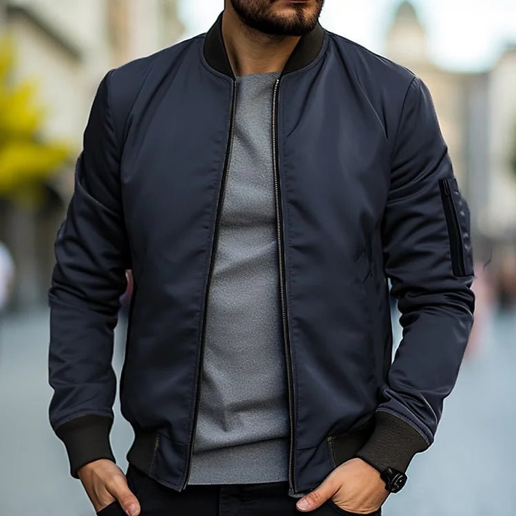 Męska kurtka bomberka z kieszenią na suwak na rękawie-Jackets for men-Olave