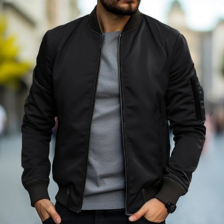 Męska kurtka bomberka z kieszenią na suwak na rękawie-Jackets for men-Olave