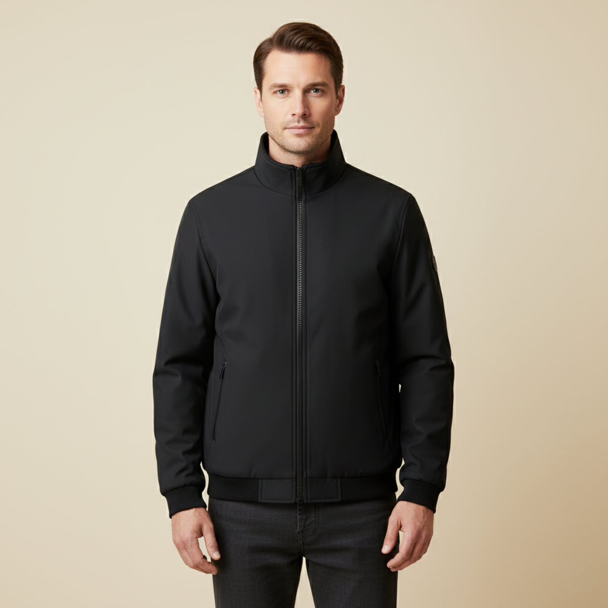 Męska kurtka bomberka ze stójką i podszewką z polaru-Jackets for men-Olave