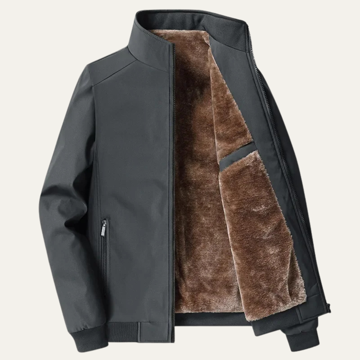 Męska kurtka bomberka ze stójką i podszewką z polaru-Jackets for men-Olave