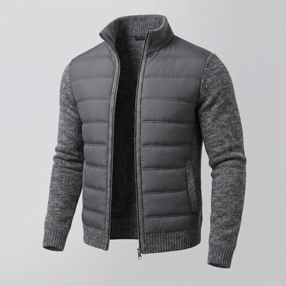 Męska kurtka hybrydowa typu puffer z dzianinowymi rękawami-Jackets for men-Olave