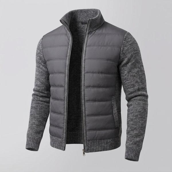 Męska kurtka hybrydowa typu puffer z dzianinowymi rękawami-Jackets for men-Olave