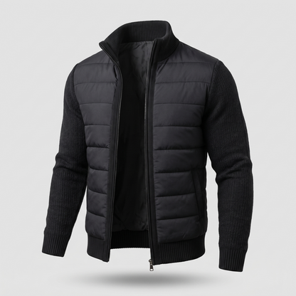 Męska kurtka hybrydowa typu puffer z dzianinowymi rękawami-Jackets for men-Olave