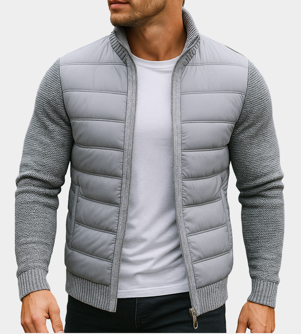 Męska kurtka hybrydowa z dzianiny z pikowanym panelem przednim-Jackets for men-Olave