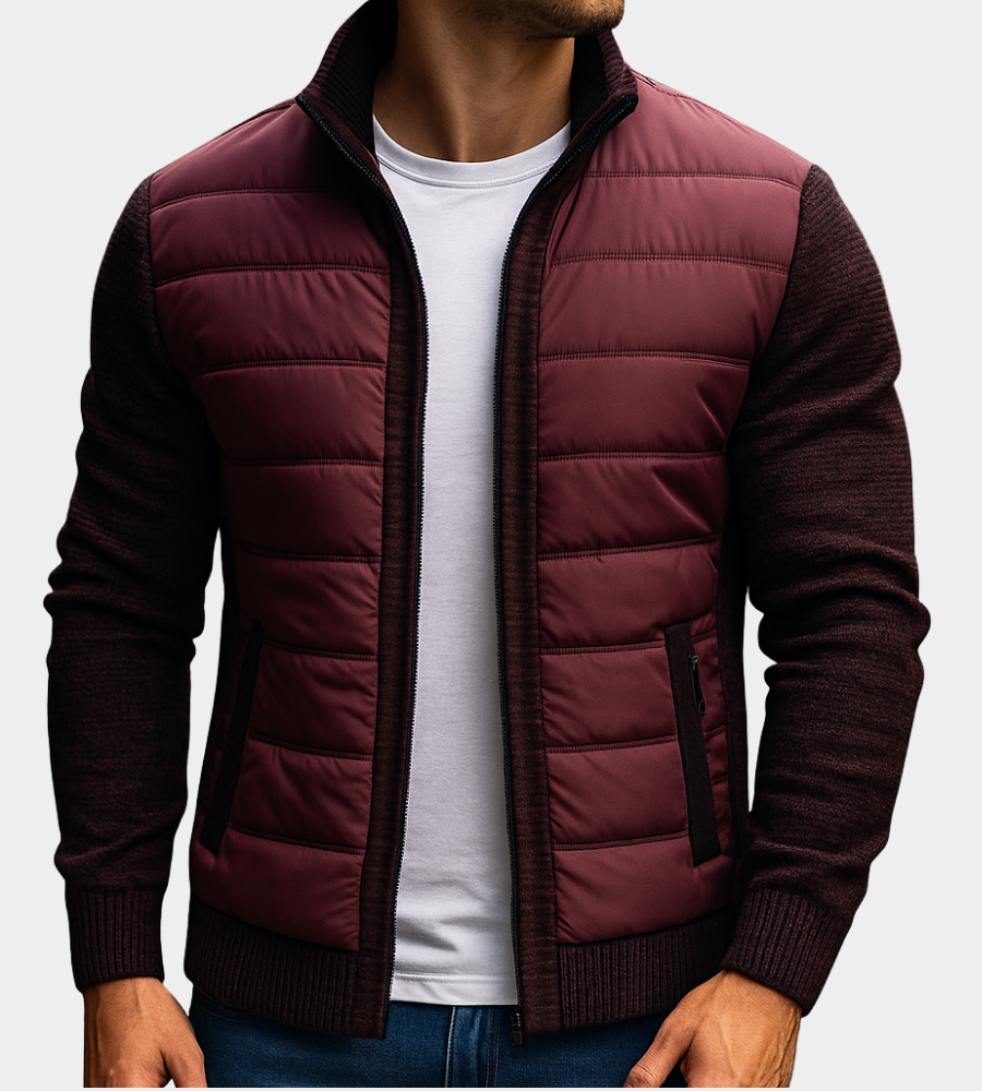 Męska kurtka hybrydowa z dzianiny z pikowanym panelem przednim-Jackets for men-Olave