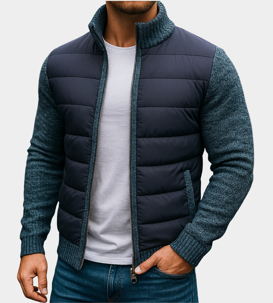 Męska kurtka hybrydowa z dzianiny z pikowanym panelem przednim-Jackets for men-Olave