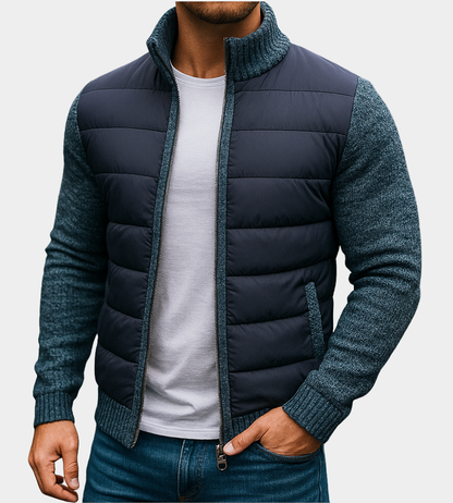 Męska kurtka hybrydowa z dzianiny z pikowanym panelem przednim-Jackets for men-Olave