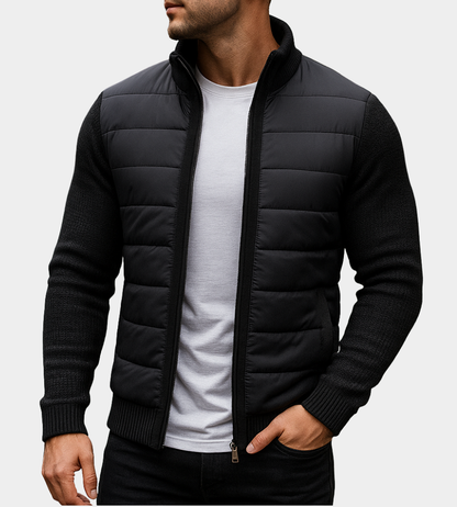 Męska kurtka hybrydowa z dzianiny z pikowanym panelem przednim-Jackets for men-Olave