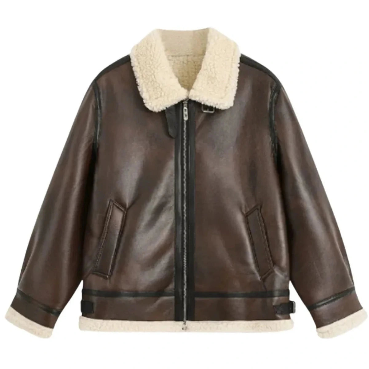 Męska kurtka lotnicza z podszewką z imitacji kożucha-Jackets for men-Olave