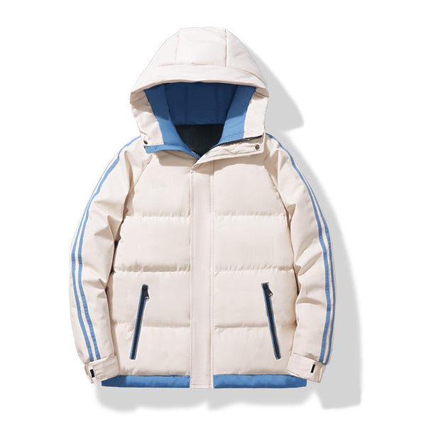 Męska kurtka puchowa z kapturem i pasami na rękawach-Jackets for men-Olave