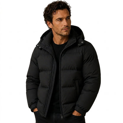 Męska kurtka puchowa z kapturem i zapięciem na zamek-Jackets for men-Olave