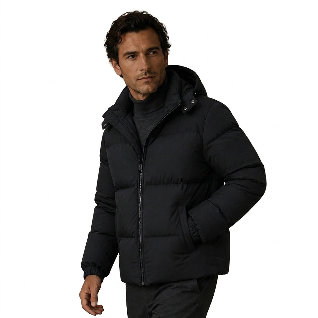 Męska kurtka puchowa z kapturem i zapięciem na zamek-Jackets for men-Olave