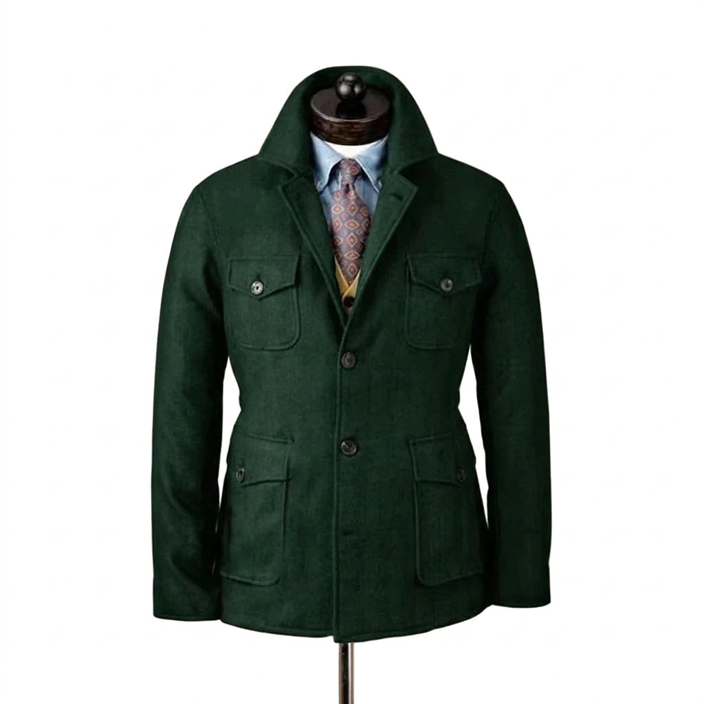 Męska kurtka typu field jacket z czterema kieszeniami z patkami-Jackets for men-Olave