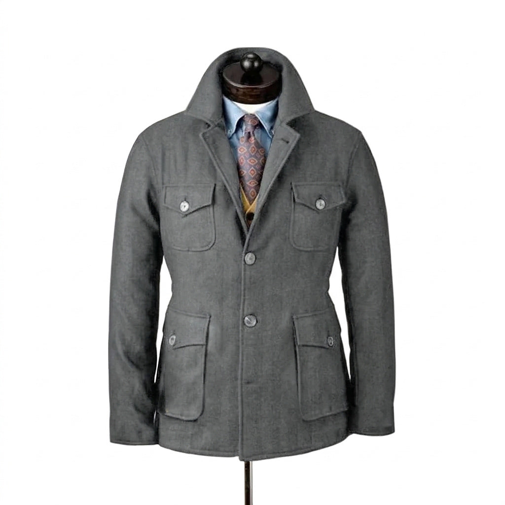 Męska kurtka typu field jacket z czterema kieszeniami z patkami-Jackets for men-Olave