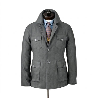 Męska kurtka typu field jacket z czterema kieszeniami z patkami-Jackets for men-Olave