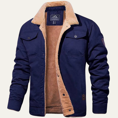 Męska kurtka użytkowa z podszewką z polaru i zapięciem na guziki-Jackets for men-Olave
