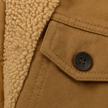 Męska kurtka użytkowa z podszewką z polaru i zapięciem na guziki-Jackets for men-Olave