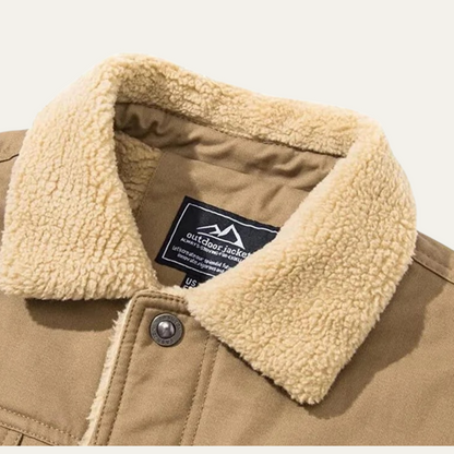 Męska kurtka użytkowa z podszewką z polaru i zapięciem na guziki-Jackets for men-Olave