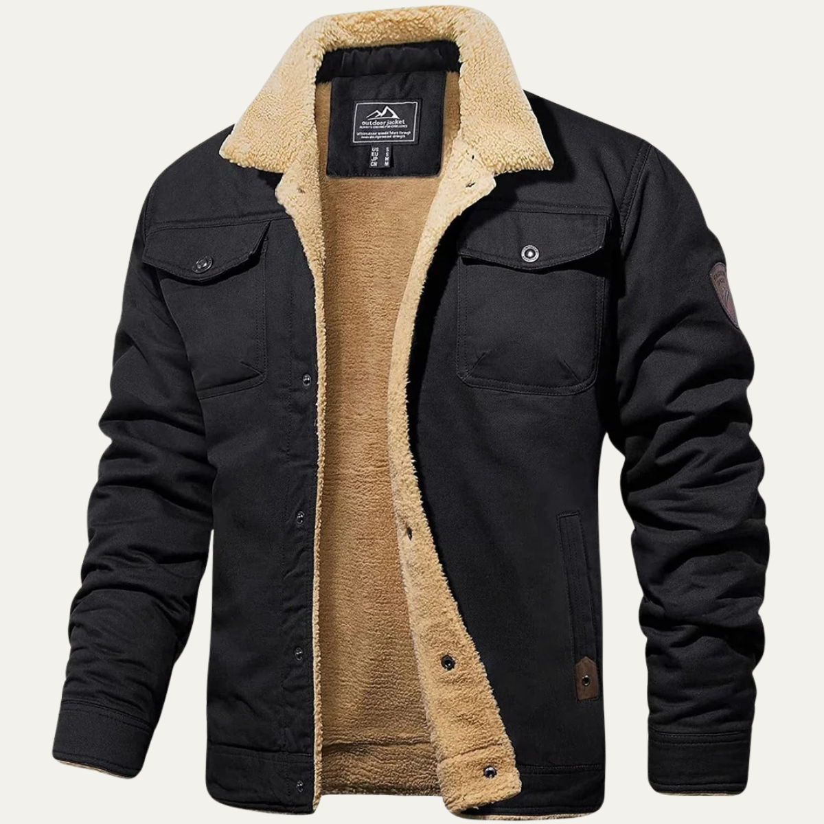 Męska kurtka użytkowa z podszewką z polaru i zapięciem na guziki-Jackets for men-Olave