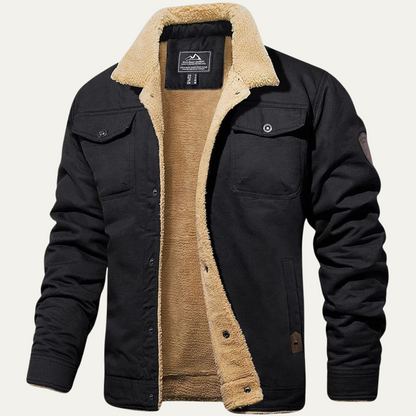 Męska kurtka użytkowa z podszewką z polaru i zapięciem na guziki-Jackets for men-Olave