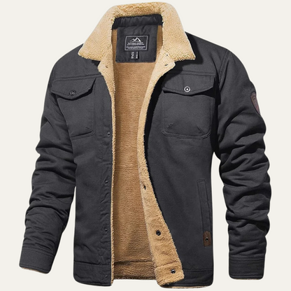 Męska kurtka użytkowa z podszewką z polaru i zapięciem na guziki-Jackets for men-Olave