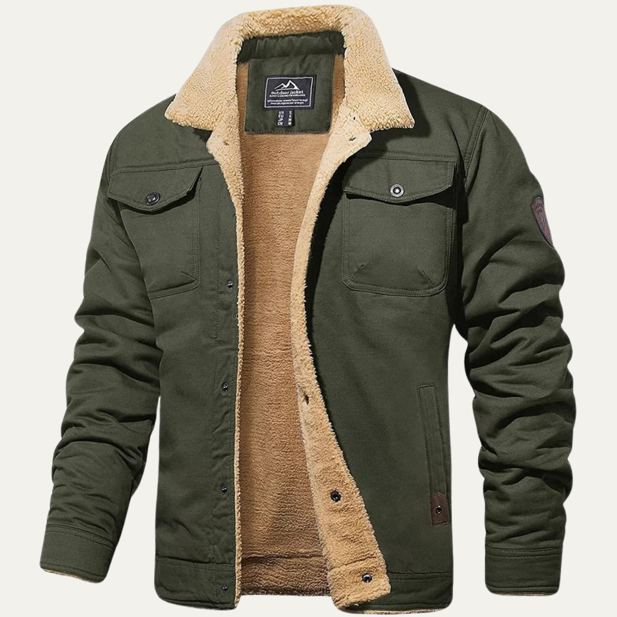 Męska kurtka użytkowa z podszewką z polaru i zapięciem na guziki-Jackets for men-Olave