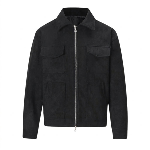 Męska kurtka zapinana na zamek o fakturze zamszu-Jackets for men-Olave