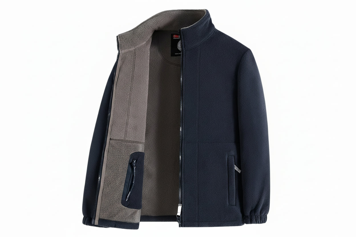 Męska kurtka zapinana na zamek z wysokim kołnierzem i kieszeniami z przodu-Olave