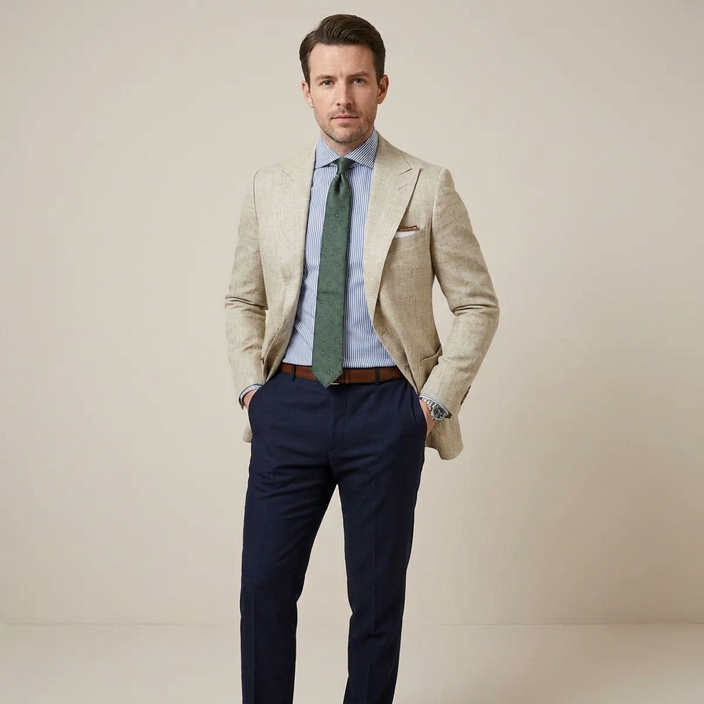 Męska marynarka z klapami w szpic i naszywanymi kieszeniami-Blazer for men-Olave