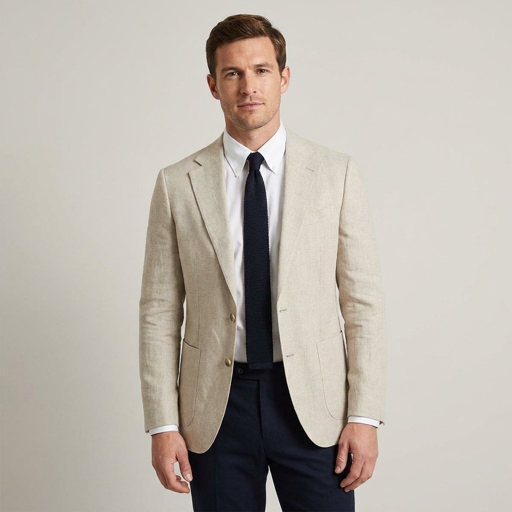 Męska marynarka z klapami w szpic i naszywanymi kieszeniami-Blazer for men-Olave