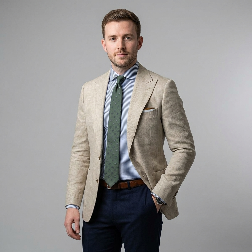 Męska marynarka z klapami w szpic i naszywanymi kieszeniami-Blazer for men-Olave