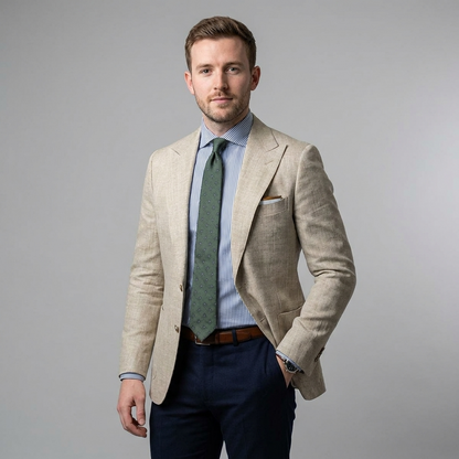 Męska marynarka z klapami w szpic i naszywanymi kieszeniami-Blazer for men-Olave