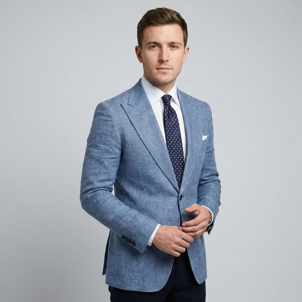 Męska marynarka z klapami w szpic i naszywanymi kieszeniami-Blazer for men-Olave