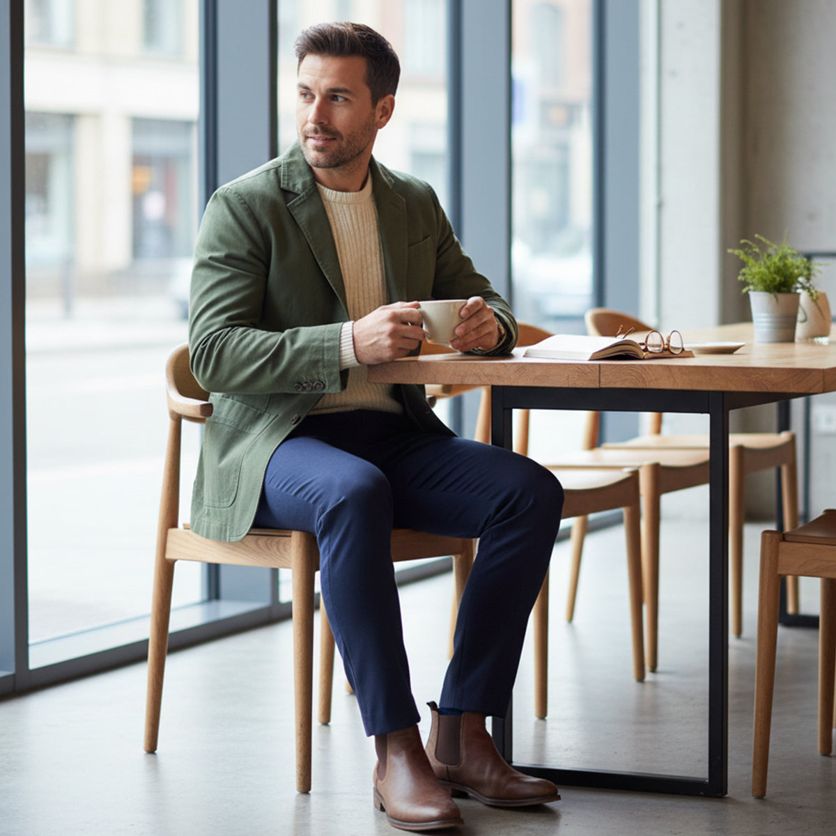 Męska marynarka zapinana na guziki z naszywanymi kieszeniami-Jackets for men-Olave