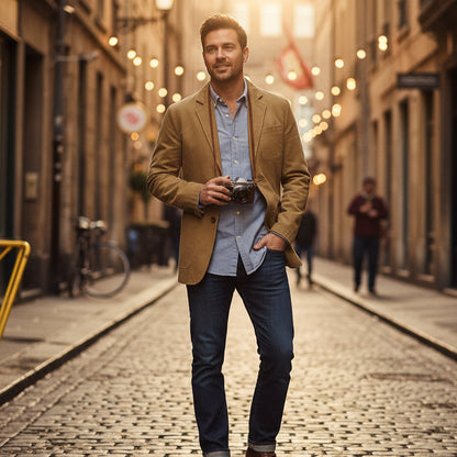 Męska marynarka zapinana na guziki z naszywanymi kieszeniami-Jackets for men-Olave