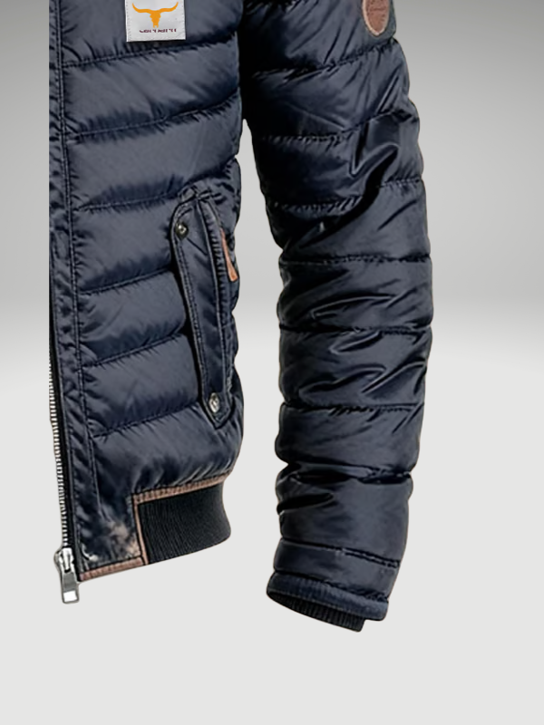 Męska pikowana kurtka typu bomber z kieszeniami z klapkami-Jackets for men-Olave