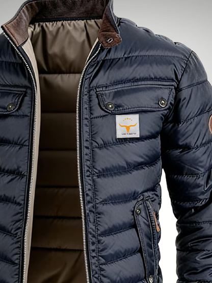 Męska pikowana kurtka typu bomber z kieszeniami z klapkami-Jackets for men-Olave