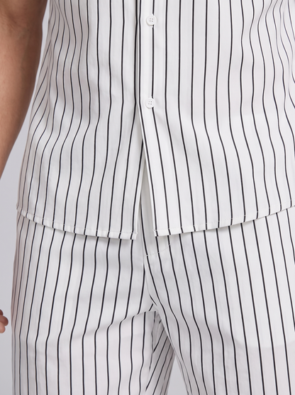 Męski komplet z koszulą z krótkim rękawem w prążki-Sets for Men-Olave