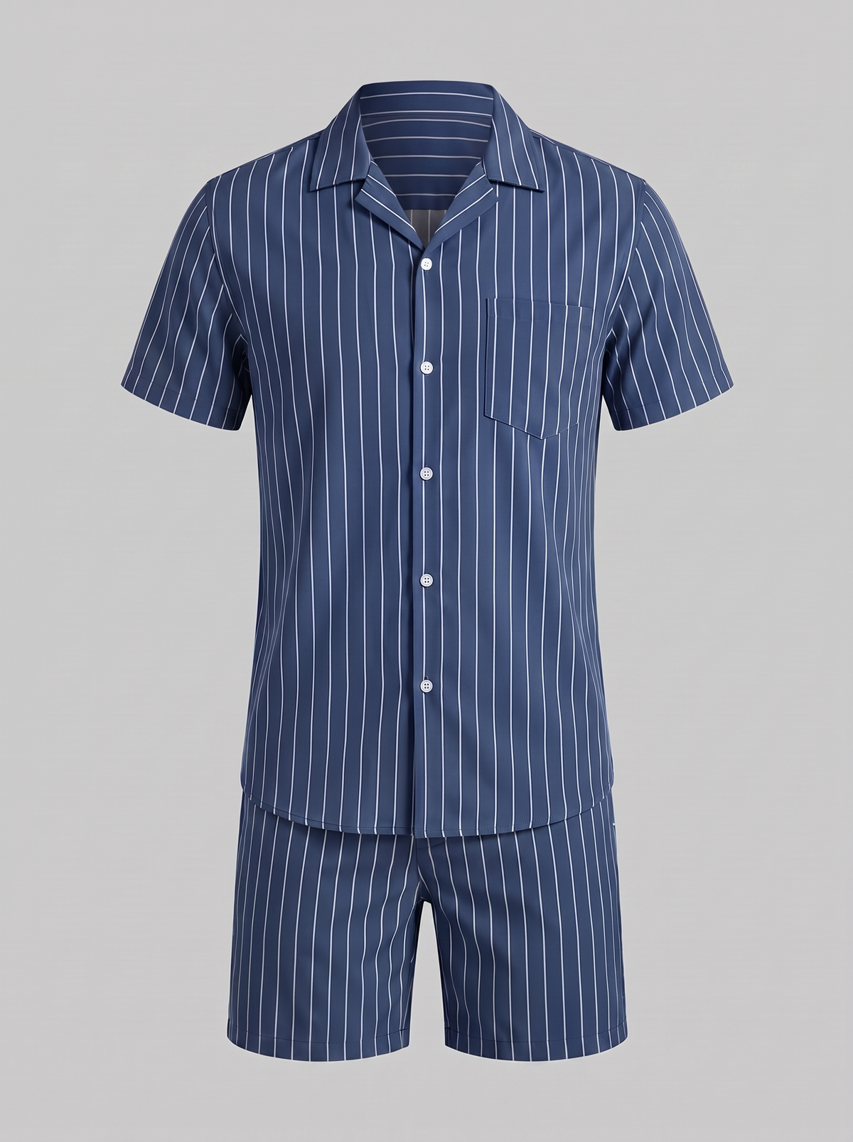 Męski komplet z koszulą z krótkim rękawem w prążki-Sets for Men-Olave