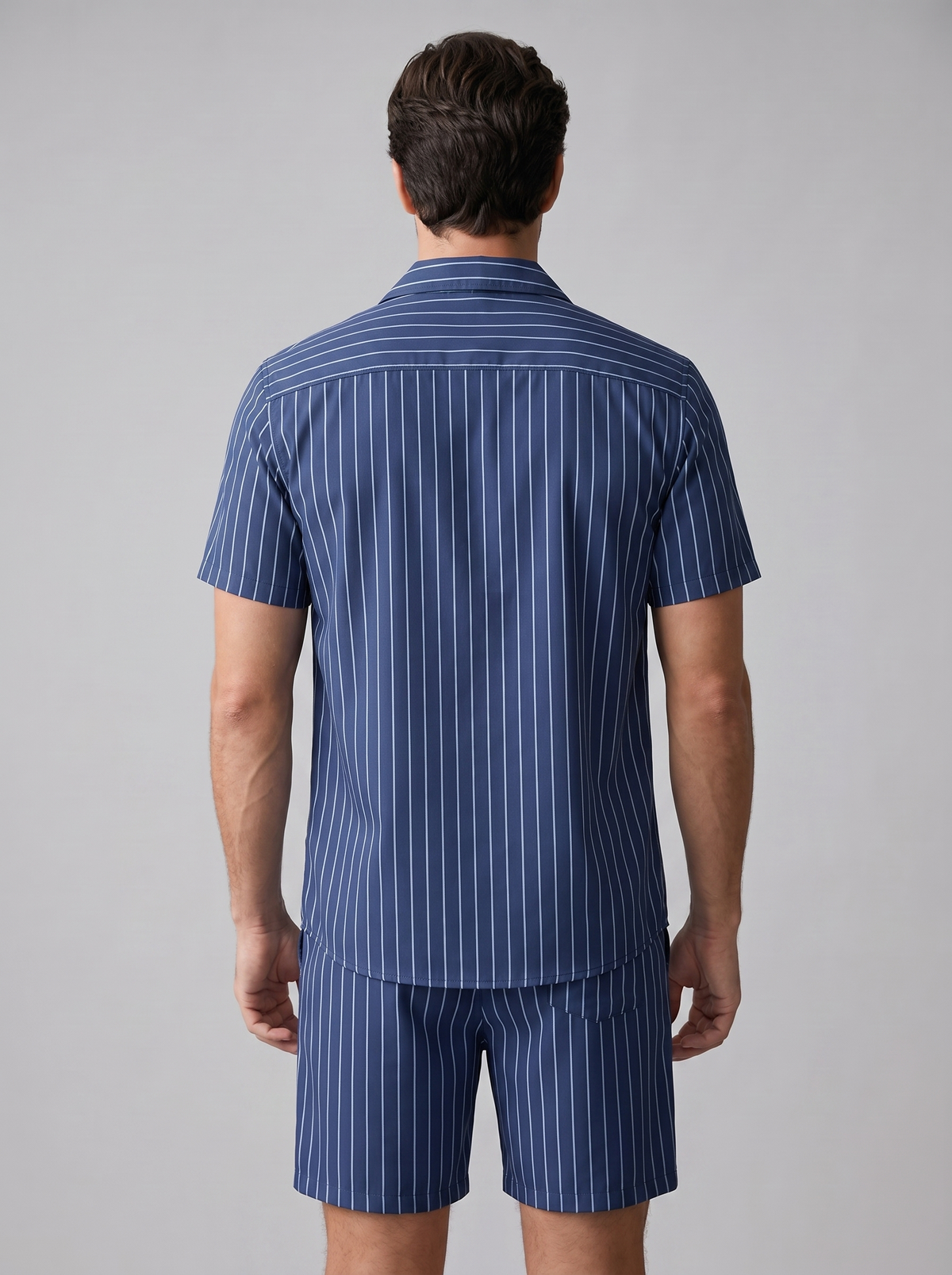 Męski komplet z koszulą z krótkim rękawem w prążki-Sets for Men-Olave