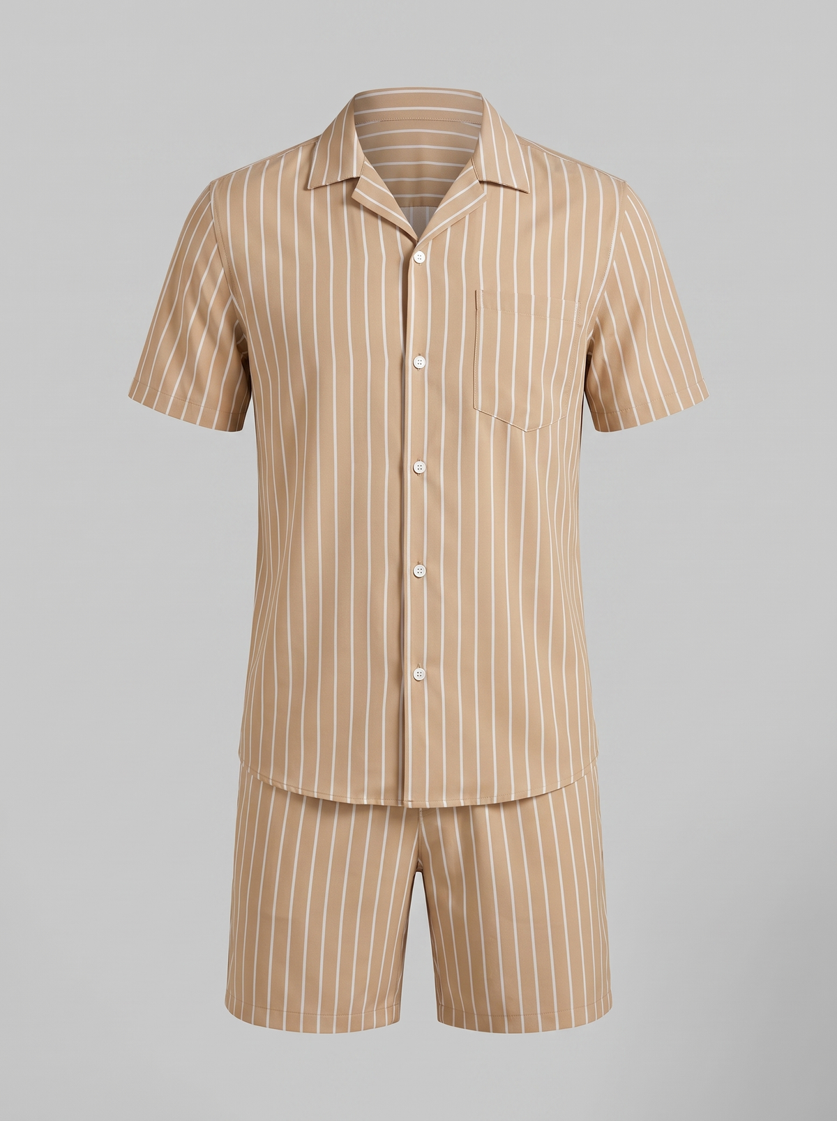 Męski komplet z koszulą z krótkim rękawem w prążki-Sets for Men-Olave
