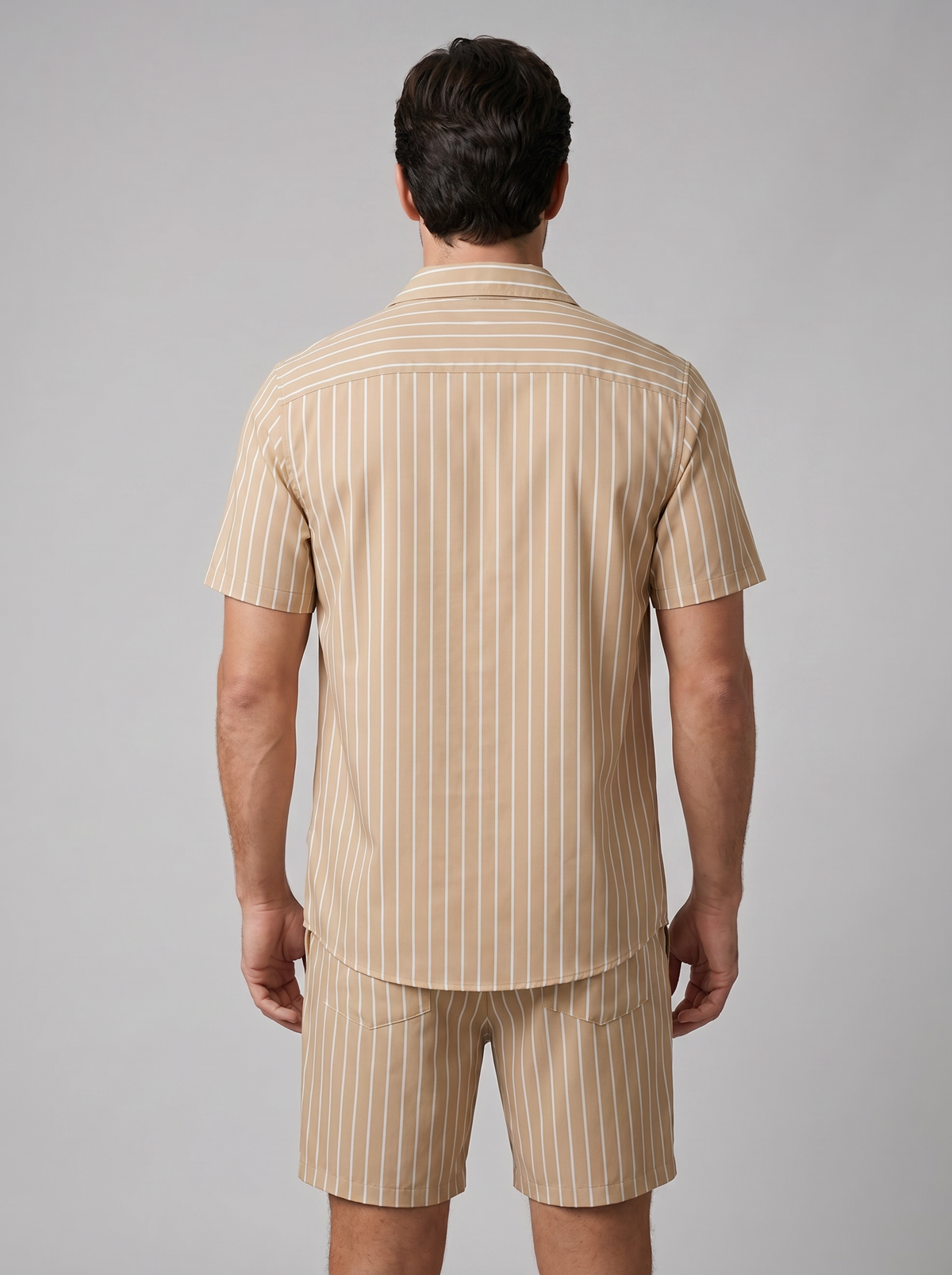 Męski komplet z koszulą z krótkim rękawem w prążki-Sets for Men-Olave
