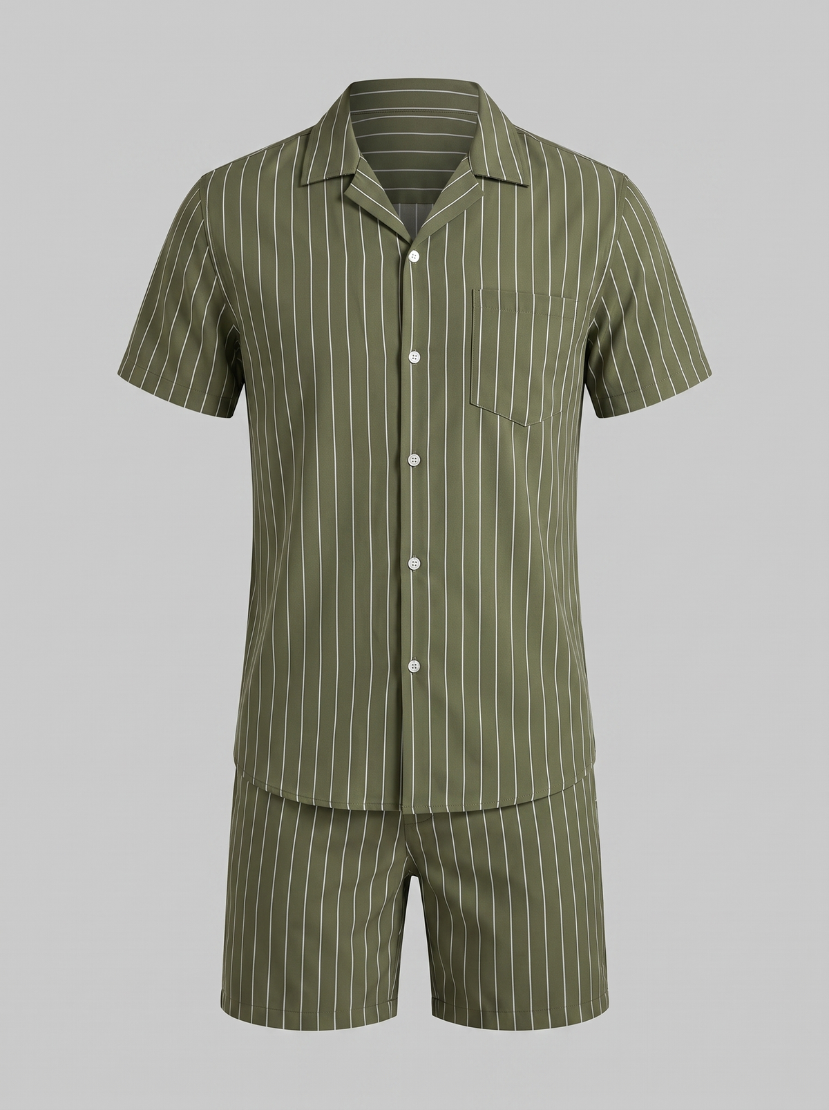 Męski komplet z koszulą z krótkim rękawem w prążki-Sets for Men-Olave